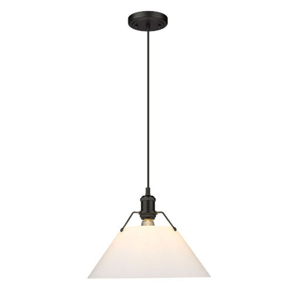 Orwell Matte Black One-Light Pendant with Opal Glass Shade, image 1